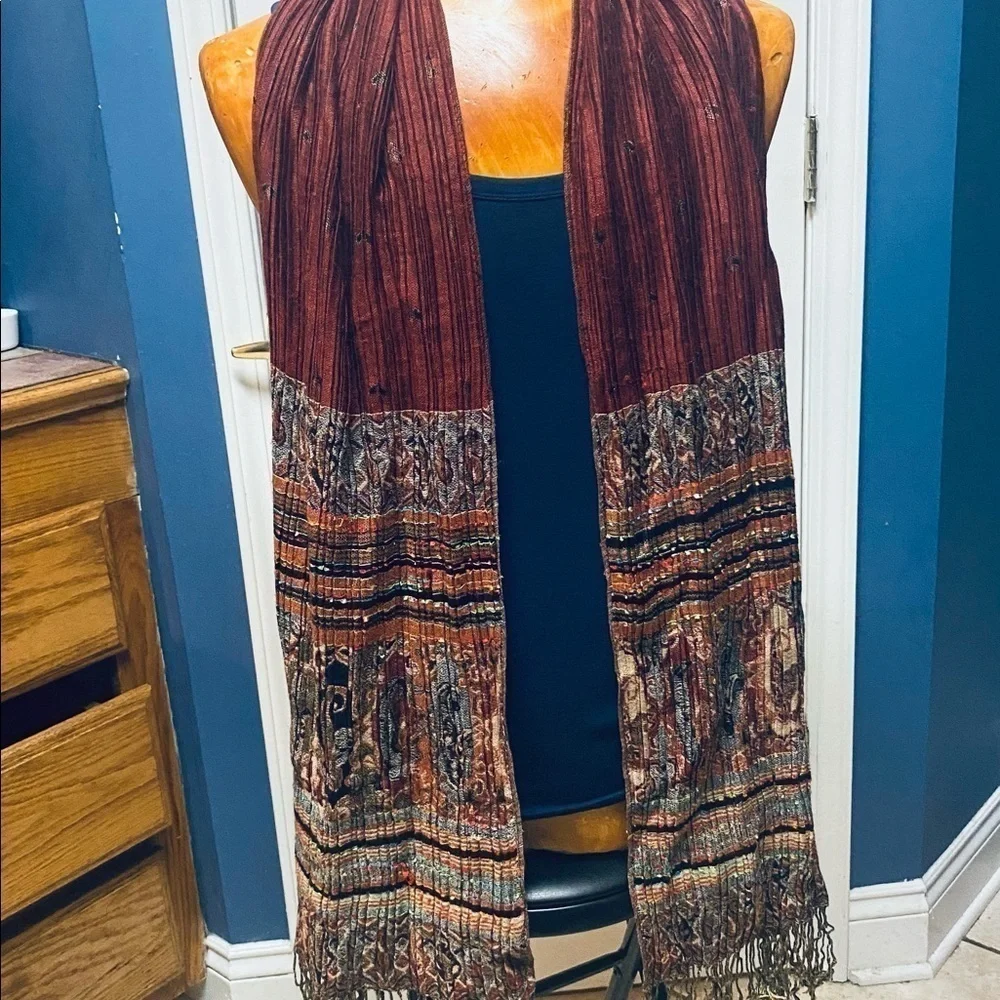 Women Long Bohemian Paisley Silk Blend Pashmina